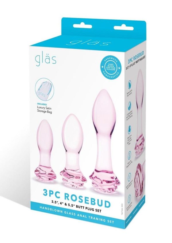 Glas Rosebud Butt Plug Set (3 Piece) - Pink