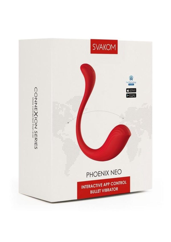 Svakom Phoenix Neo 2 Interactive Rechargeable Silicone Bullet Vibrator with Remote Control - Red