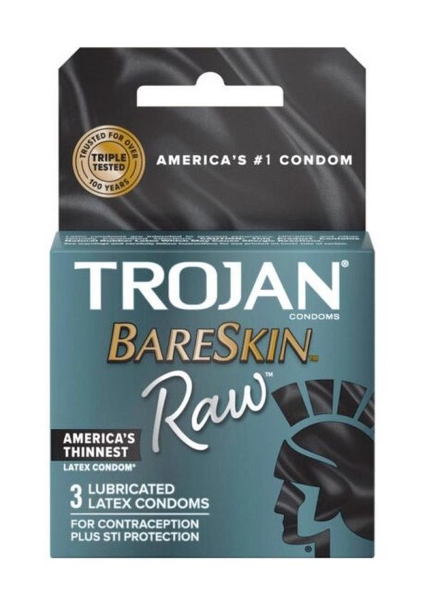 Trojan Bareskin Raw Lubricated Latex Condoms 3-Pack