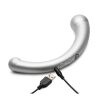 Master Series 10X Vibra-Crescent Rechargeable Silicone Vibrating Dual Ended Dildo - Silver