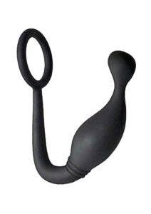 Butts Up P-Spot Pleasure Silicone Anal Plug and Cock Ring - Black