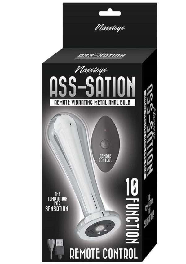 Ass-Sation Remote Control Vibrating Metal Anal Bulb - Silver