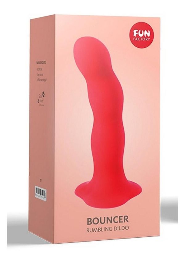 Bouncer Silicone Rumbling Dildo with Weighted Balls - Red