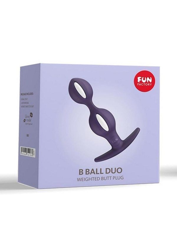 B Ball Duo Silicone Weighted Butt Plug - Dark Violet/White