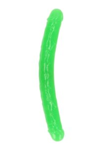 RealRock Double Dong Glow in the Dark Dildo 15in - Green