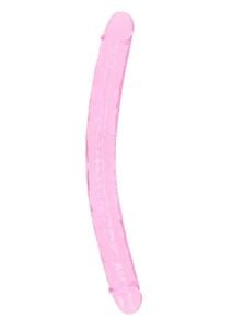 RealRock Crystal Clear Double Dong 18in - Pink