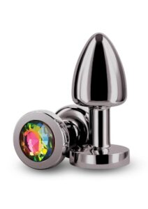 Rear Assets Aluminum Anal Plug - Petite - Gunmetal/Rainbow