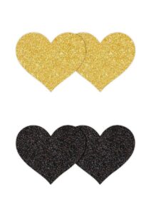 Pretty Pasties Glitter Hearts - Black/Gold