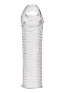 Blue Line Clear Textured Penis Enhancing Sleeve Extension 6.5in - Clear