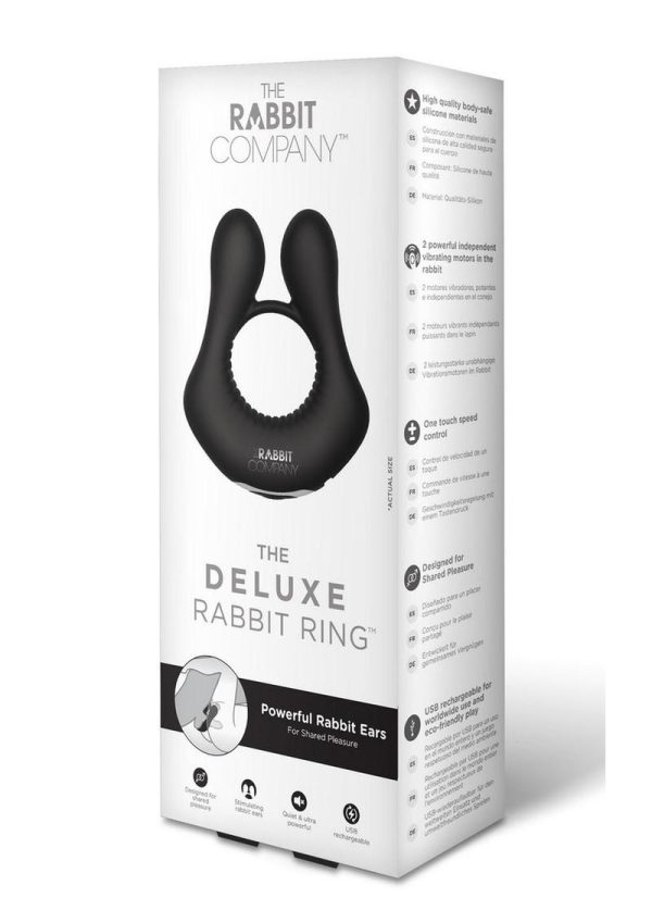 The Rabbit Company The Deluxe Rabbit Ring Rechargeable Silicone Couples Ring - Black