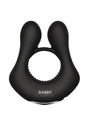 The Rabbit Company The Deluxe Rabbit Ring Rechargeable Silicone Couples Ring - Black