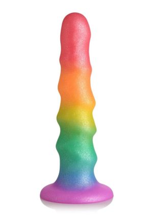 Simply Sweet Zigzag Silicone Rainbow Dildo