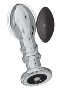 Ass-Sation Remote Control Rechargeable Vibrating Metal Anal Pleaser - Silver