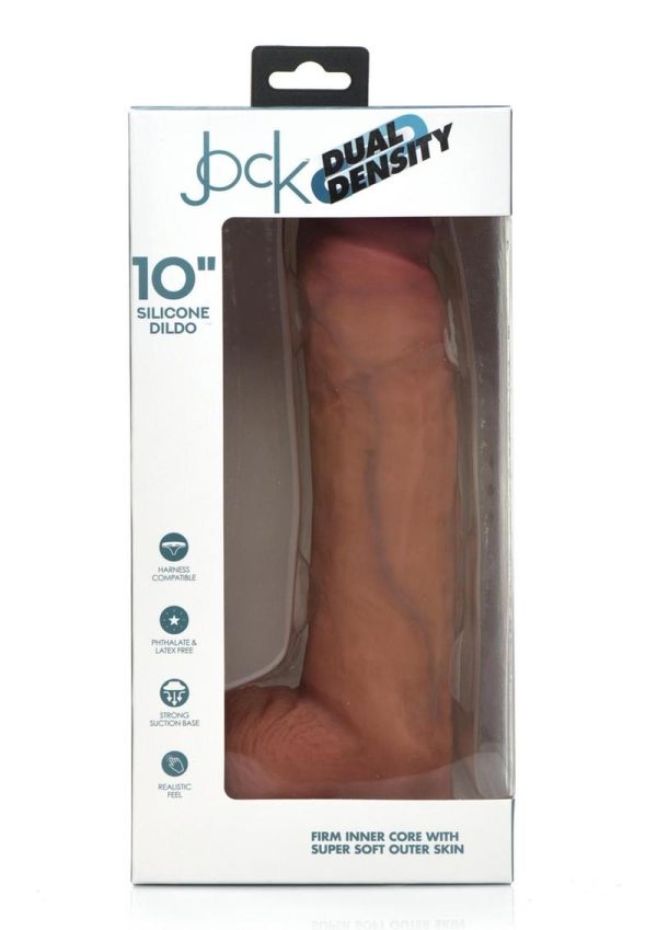 Jock Dual Density Silicone Dildo with Balls 10in - Vanilla