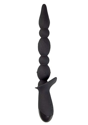 Vibrating Buttfuk Rechargeable Silicone Anal Wand - Black