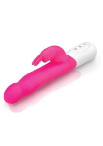 Rabbit Essentials Silicone Rechargeable Slim Shaft Rabbit Vibrator - Hot Pink