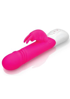 Rabbit Essentials Silicone Rechargeable Thrusting Rabbit Vibrator - Hot Pink