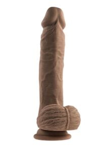 Full Monty Silicone Rechargeable Realistic Dildo with Remote 9in - Chocolate