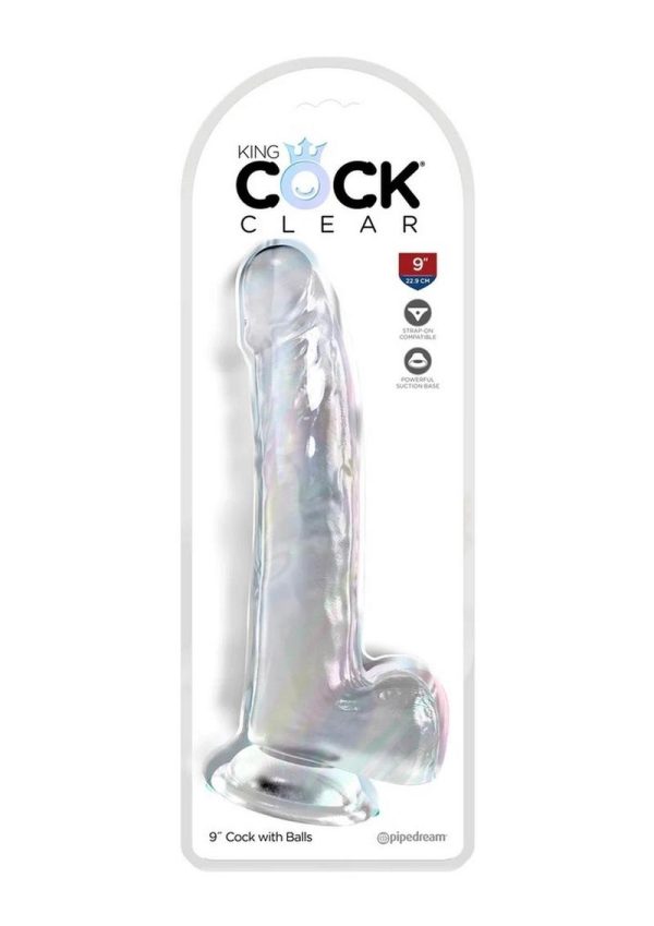 King Cock Clear Dildo with Balls 9in - Clear