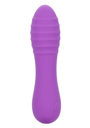 Bliss Liquid Silicone Ripple Rechargeable Vibrator with Clitoral Stimulator - Purple