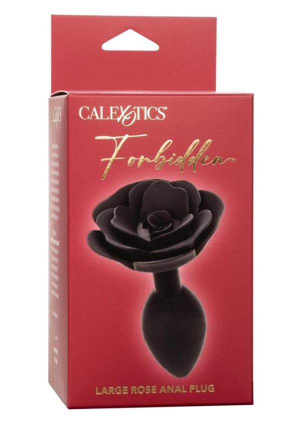 Forbidden Rose Silicone Anal Plug - Large - Black