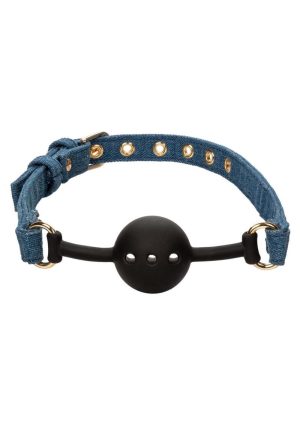 Ride `em Premium Denim Collection Ball Gag - Blue