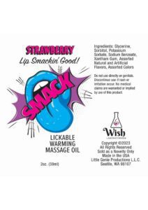 Smack Lickable Massage Oil 2oz - Strawberry