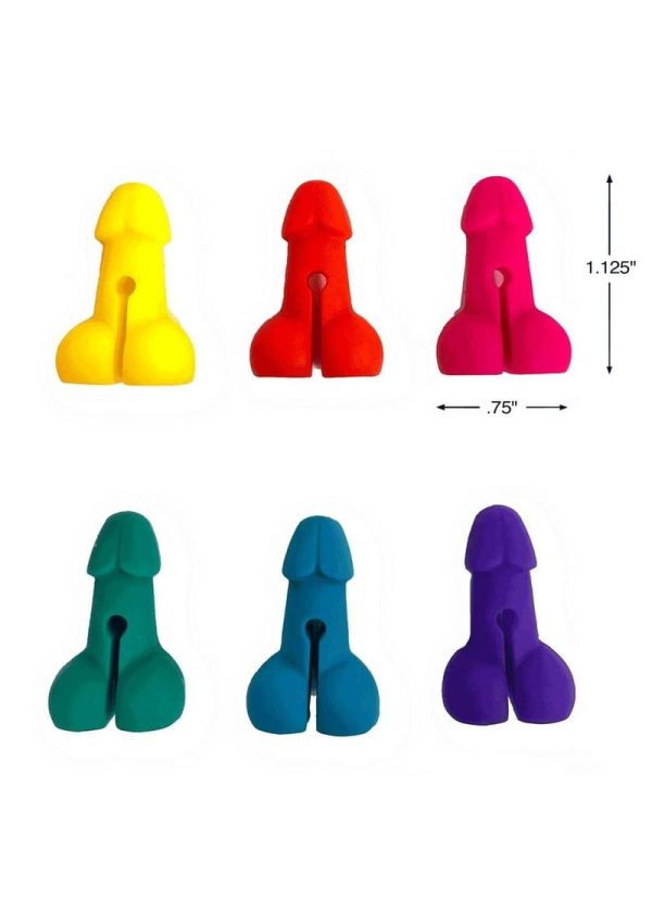 Candyprints Super Fun Penis Cocktail Markers (6 per Set) - Assorted Colors