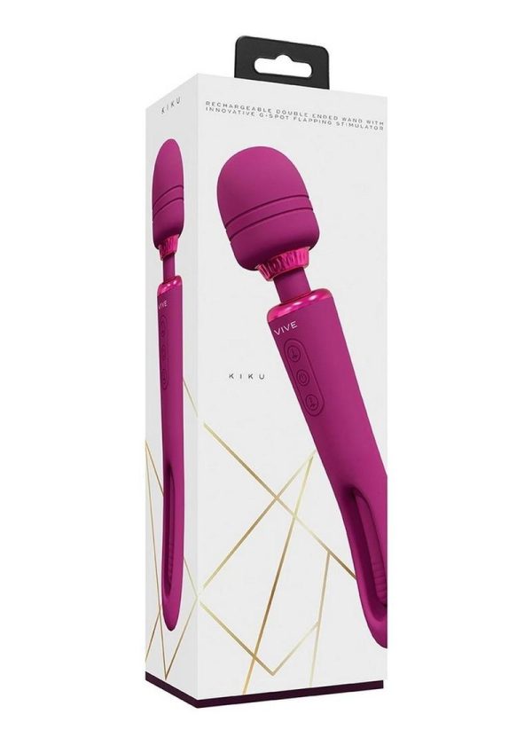 Vive Kiku Rechargeable Double Ended Wand with G-Spot Stimulator - Pink