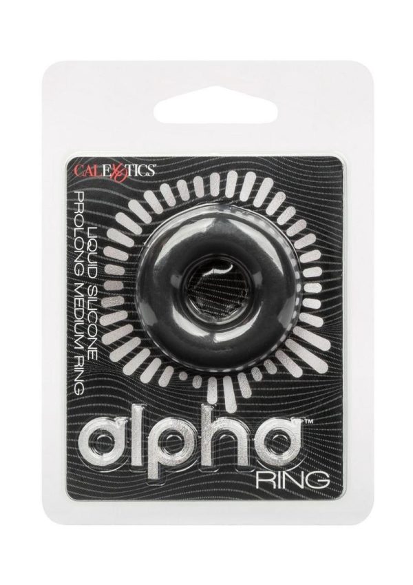 Alpha Liquid Silicone Prolong Cock Ring - Medium - Black