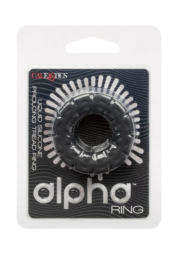 Alpha Liquid Silicone Prolong Tread Cock Ring - Black