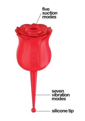 Wild Rose Le Point Rechargeable Silicone Suction Vibrator - Red