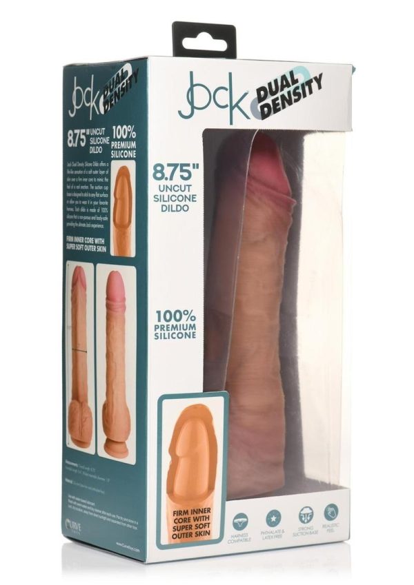 JOCK Dual Density Uncut Dildo with Balls 8.75in - Caramel