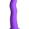 Simply Sweet 21X Vibrating Wavy Rechargeable Silicone Dildo with Remote - Purple