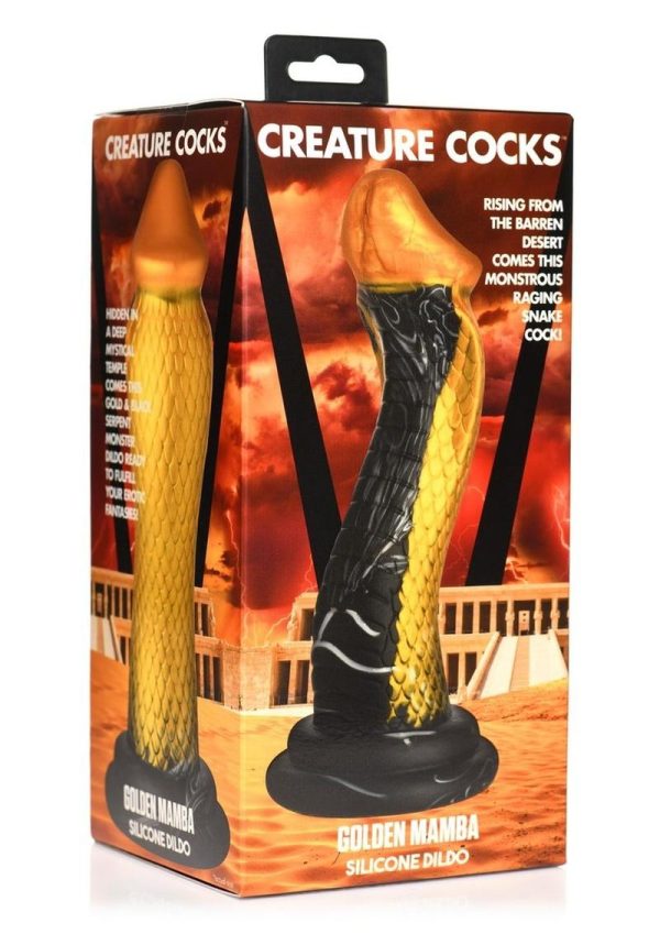 Creature Cocks Golden Mamba Silicone Dildo - Gold/Black