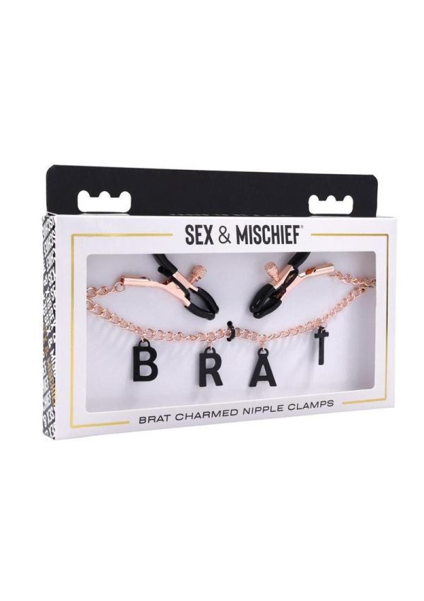 Sex and Mischief Brat Charm Nipple Clamp - Rose Gold/Black