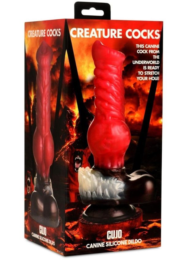 Creature Cocks Cujo Canine Silicone Dildo - Large - Red/Black