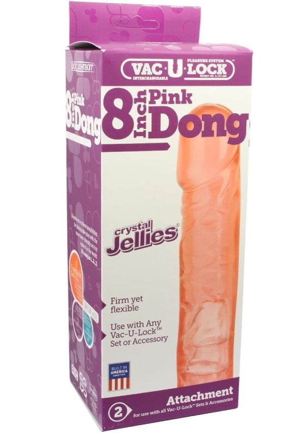 Vac-U-Lock Crystal Jellies Dildo 8in - Pink