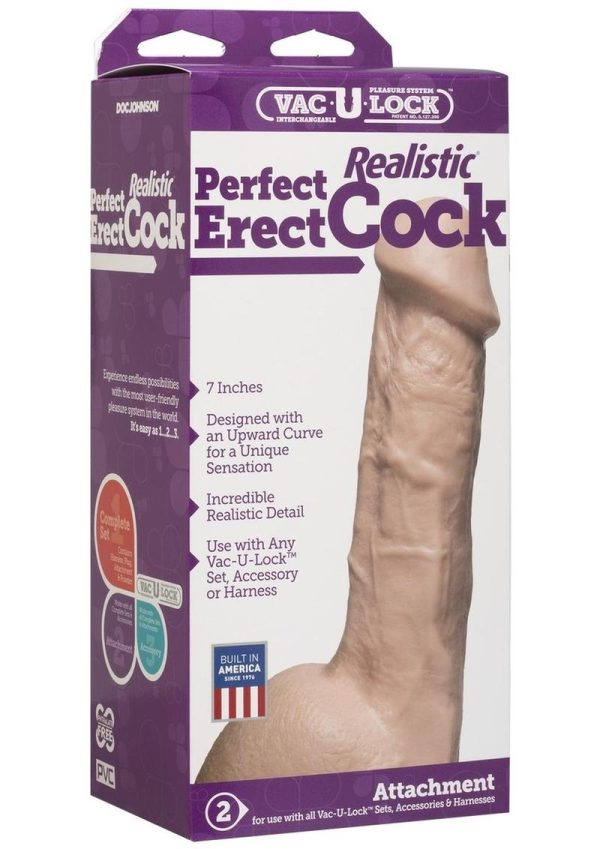 Vac-U-Lock Realistic Perfect Erect Cock Dildo 7in - Vanilla