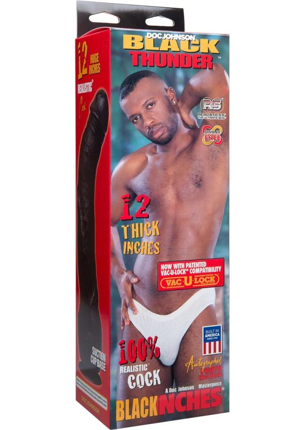 Signature Cocks Black Thunder Dildo 12in - Chocolate