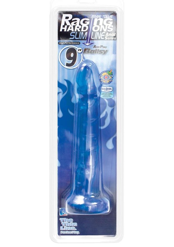 Raging Hard-Ons - Slimline Anal Series - Ass Play Ballsy Dildo with Balls 9in - Cobalt Blue