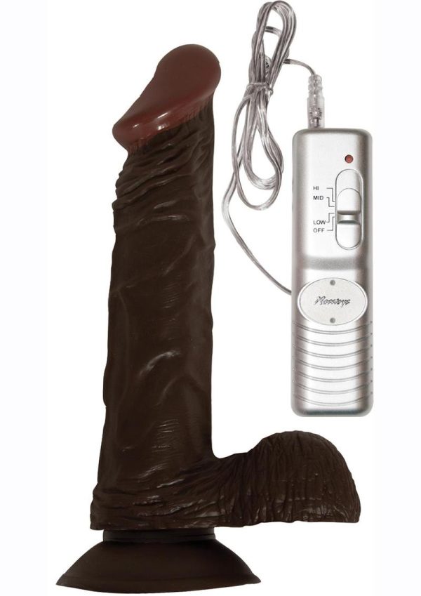 All American Whoppers Vibrating Dildo with Balls 8in - Chocolate