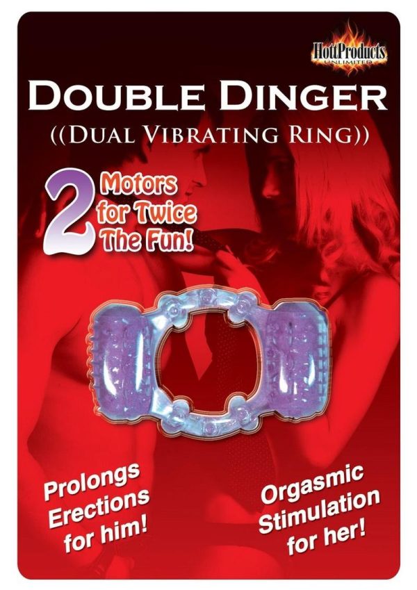 Humm Dinger Double Dinger Dual Vibrating Cock Ring - Purple