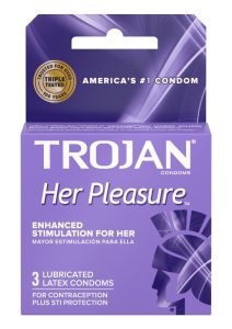 Trojan Her Pleasure Sensations Condom Lubricated 3 Pack