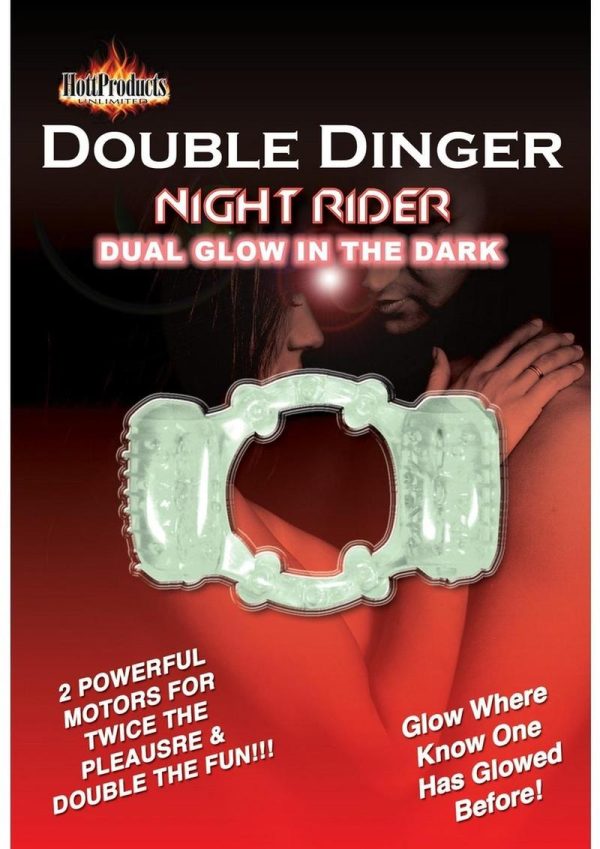 Humm Dinger Night Rider Double Dinger Vibrating Cock Ring Glow In The Dark