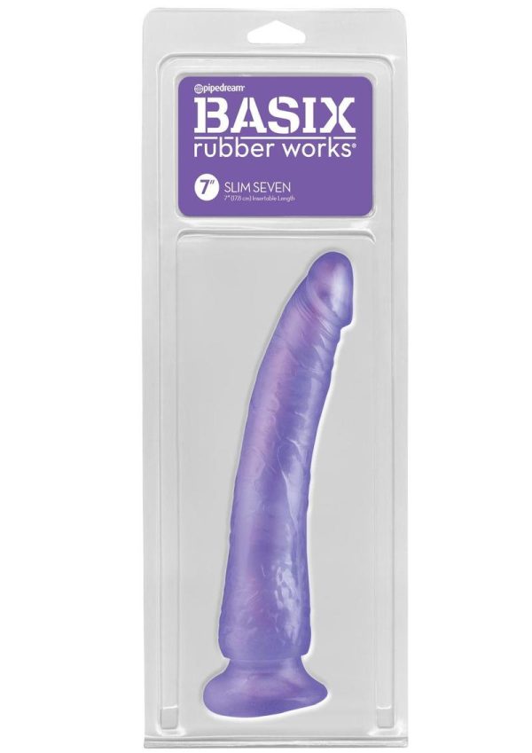 Basix Dong Slim 7 with Suction Cup 7in - Purple