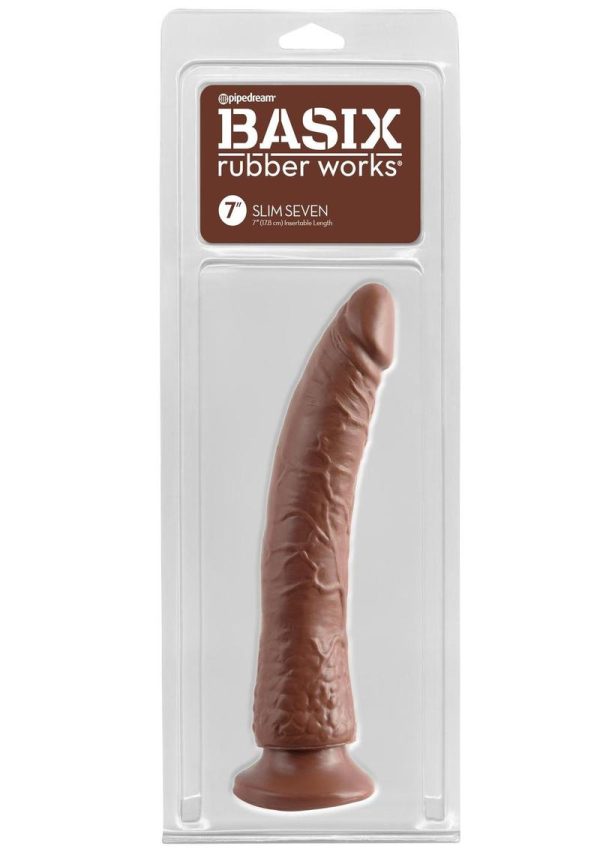 Basix Dong Slim 7 with Suction Cup 7in - Chocolate