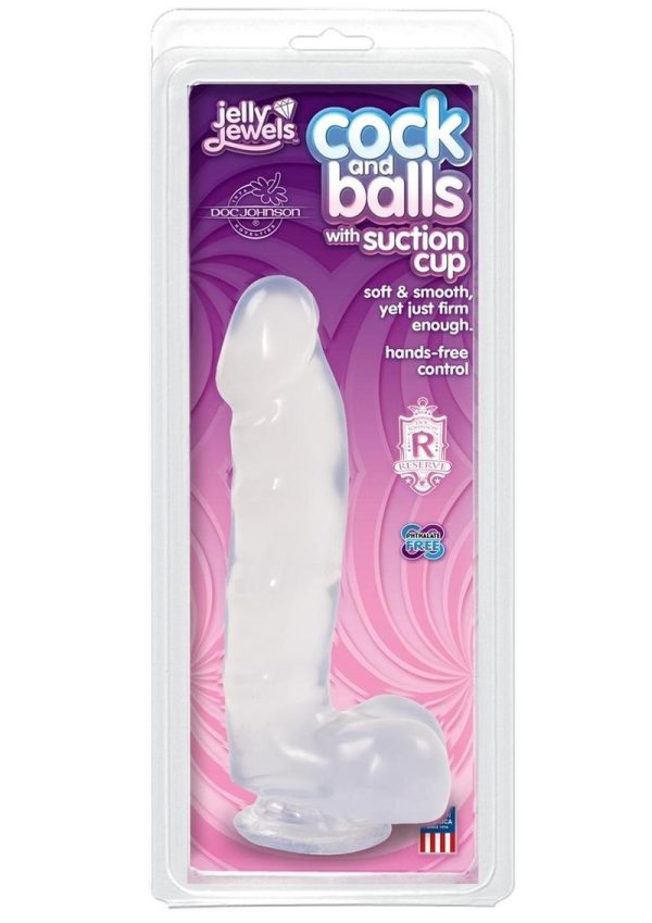 Jelly Jewels Dildo with Balls 6in - Clear