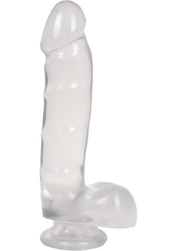 Jelly Jewels Dildo with Balls 6in - Clear