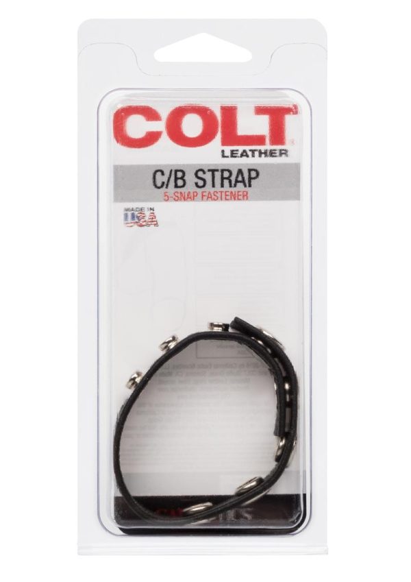 COLT Leather C/B Strap Adjustable 5 Snap Cock Ring - Black